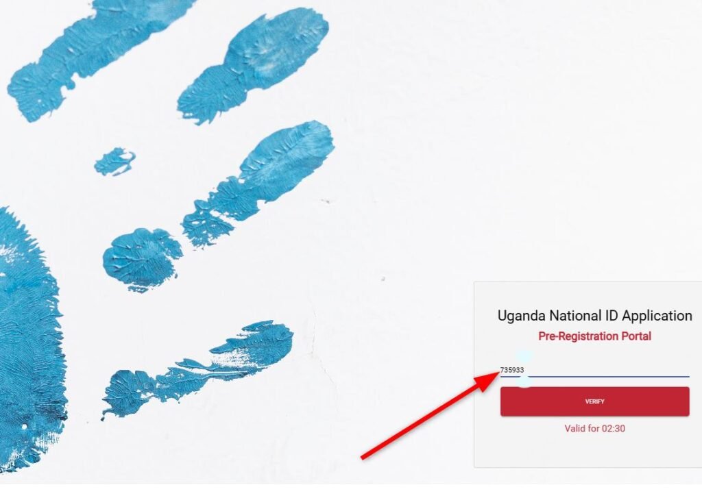 Screenshot of NIRA portal OTP